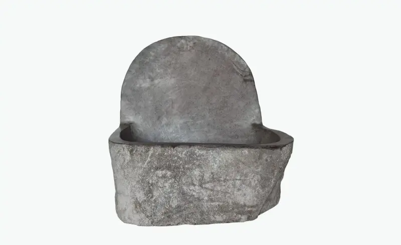 Product image 1 of the product “Watergame with the wall behind,made from riverstone, the heigh of the basin is 32cm, with the deep of the hole is 26cm ”